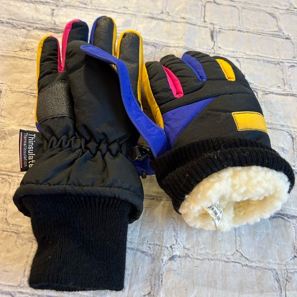THINSULATE THERMAL INSULATION COLORFUL SHEARLING LINED GLOVES FITS S/M - Picture 2 of 5